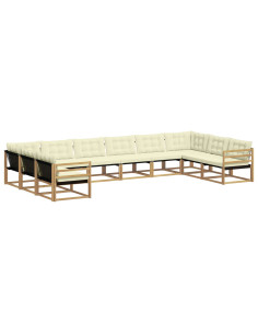 Set di divani da esterno con cuscino 10 pcs Bianco e Crema 2