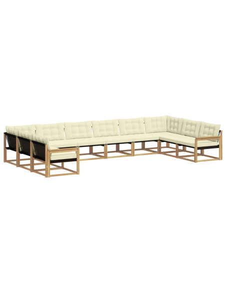 Set di divani da esterno con cuscino 10 pcs Bianco e Crema