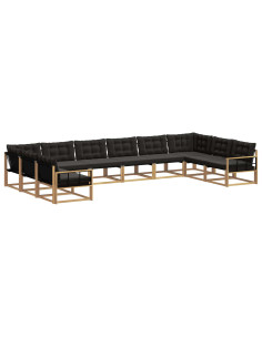 Set di divani da esterno con cuscino 10 pcs Bianco e Nero 2