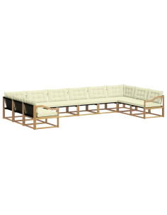 Set di divani da esterno con cuscino 10 pcs Bianco e Crema 2