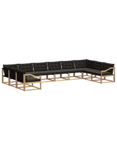 Set di divani da esterno con cuscino 10 pcs Bianco e Nero 2