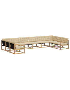 Set di divani da esterno con cuscino 10 pcs Bianco e Beige 2