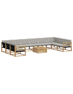 Set di divani da esterno 11 pcs Bianco e Grigio Chiaro 2