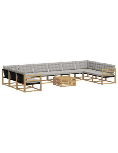 Set di divani da esterno 11 pcs Bianco e Grigio Chiaro