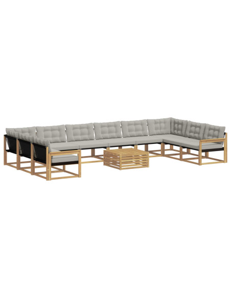 Set di divani da esterno 11 pcs Bianco e Grigio Chiaro
