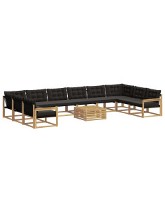 Set di divani da esterno con cuscino 11 pcs Bianco e Nero 2