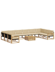Set di divani da esterno con cuscino 11 pcs Bianco e Beige 2