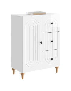 Credenza Bianco Lucido 66 x 34,5 x 90 cm Legno ingegnerizzato 2
