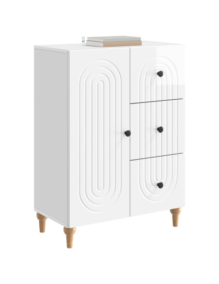 Credenza Bianco Lucido 66 x 34,5 x 90 cm Legno ingegnerizzato