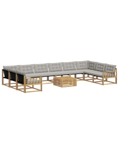Set di divani da esterno 11 pcs Bianco e Grigio Chiaro 2