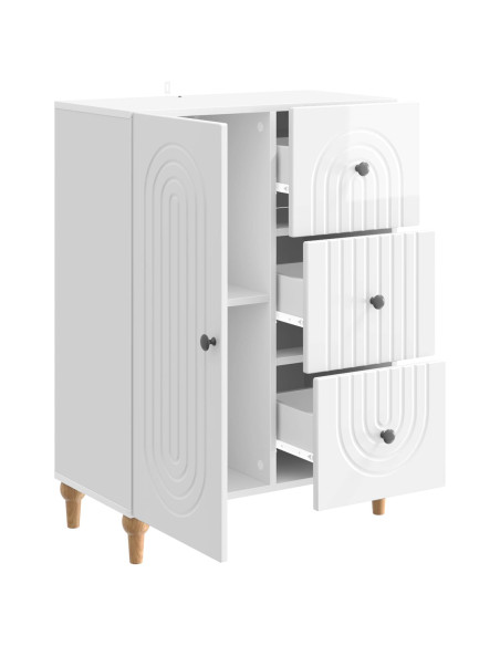 Credenza Bianco Lucido 66 x 34,5 x 90 cm Legno ingegnerizzato