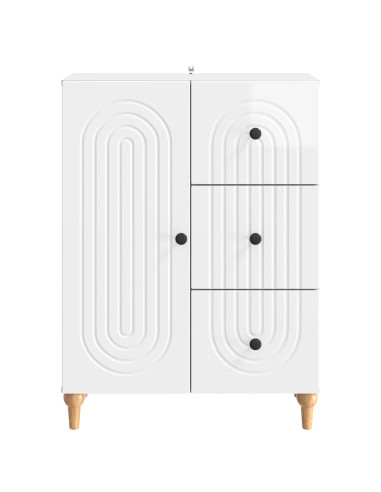 Credenza Bianco Lucido 66 x 34,5 x 90 cm Legno ingegnerizzato