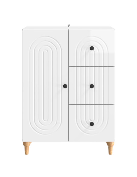 Credenza Bianco Lucido 66 x 34,5 x 90 cm Legno ingegnerizzato