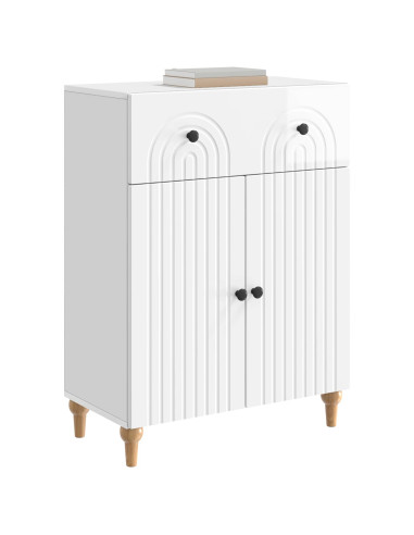 Credenza Bianco Lucido 66 x 34,5 x 90 cm Legno ingegnerizzato