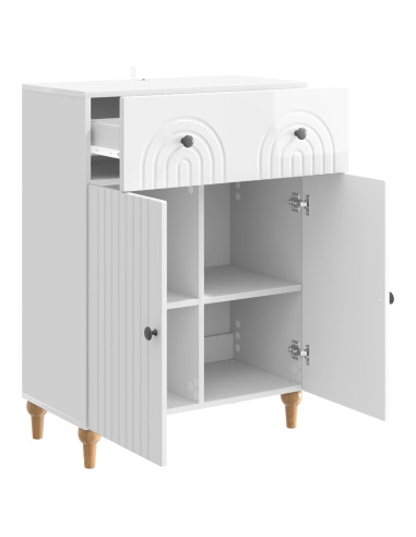 Credenza Bianco Lucido 66 x 34,5 x 90 cm Legno ingegnerizzato