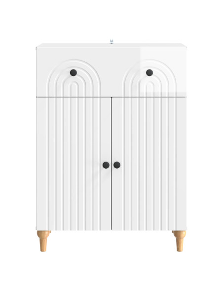 Credenza Bianco Lucido 66 x 34,5 x 90 cm Legno ingegnerizzato