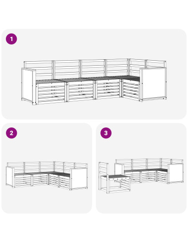 Set divano sezionale 4 pcs Naturale Legno di Acacia Massello