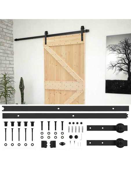 Porta scorrevole Naturale e Nero 80 x 210 cm
