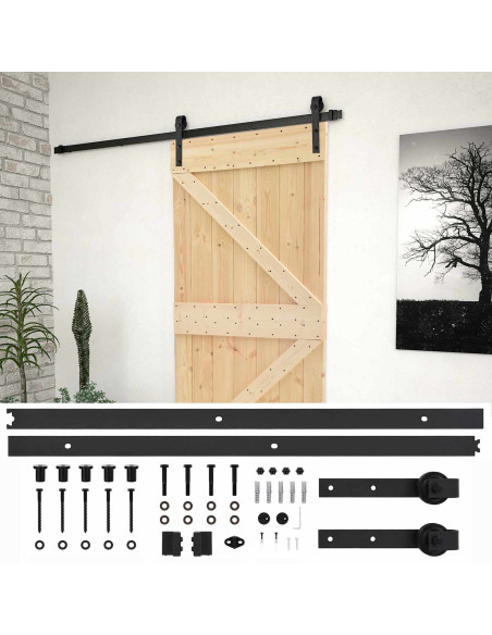 Porta scorrevole Naturale e Nero 80 x 210 cm