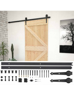 Porta scorrevole Naturale e Nero 90 x 210 cm 2