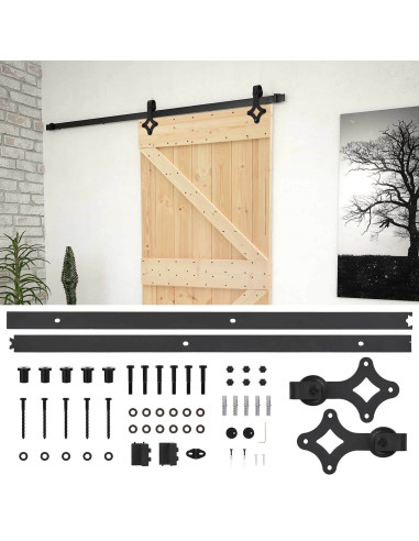 Porta scorrevole Naturale e Nero 90 x 210 cm