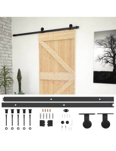 Porta scorrevole Naturale e Nero 90 x 210 cm 2