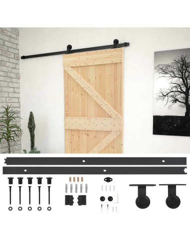 Porta scorrevole Naturale e Nero 90 x 210 cm