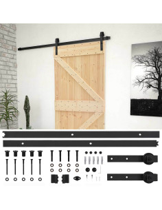 Porta scorrevole Naturale e Nero 90 x 210 cm 2