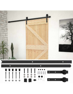 Porta scorrevole Naturale e Nero 100 x 210 cm 2