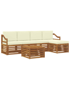 Set divani 6 pcs Naturale e Crema Legno di Acacia Massello 2