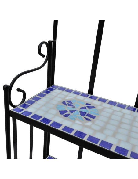 Piedistallo per Piante Terracotta con Mosaico Blu e Bianco