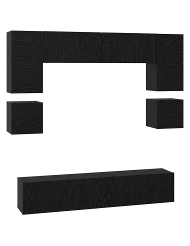 Set mobile TV 8 pcs Rovere Nero Legno multistrato