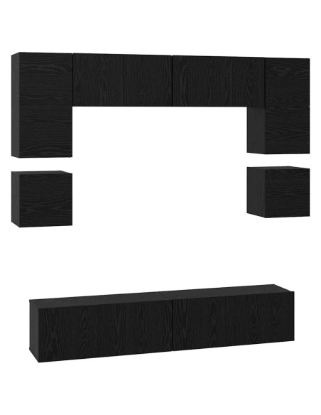 Set mobile TV 8 pcs Rovere Nero Legno multistrato