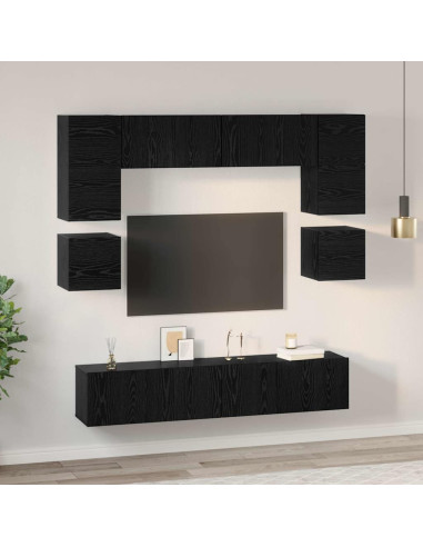 Set mobile TV 8 pcs Rovere Nero Legno multistrato
