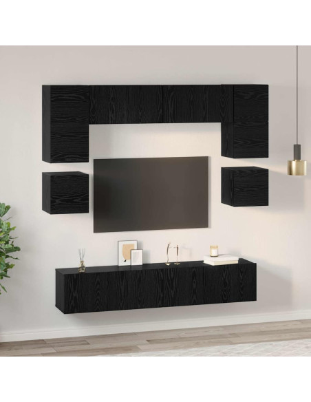 Set mobile TV 8 pcs Rovere Nero Legno multistrato