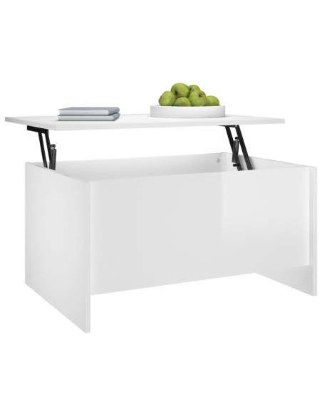 Tavolino Salotto Bianco Lucido 80x55,5x41,5cm Legno Multistrato