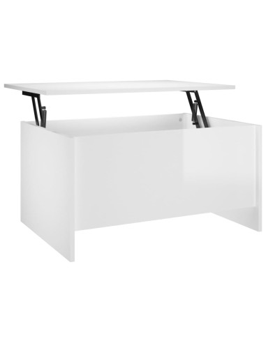 Tavolino Salotto Bianco Lucido 80x55,5x41,5cm Legno Multistrato