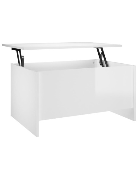 Tavolino Salotto Bianco Lucido 80x55,5x41,5cm Legno Multistrato