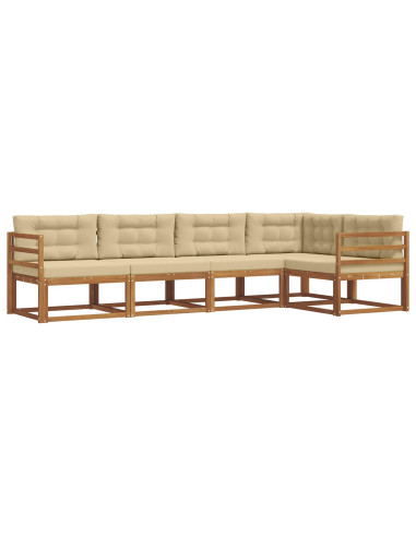 Set di divani da esterno con cuscino 5 pcs Naturale e Beige