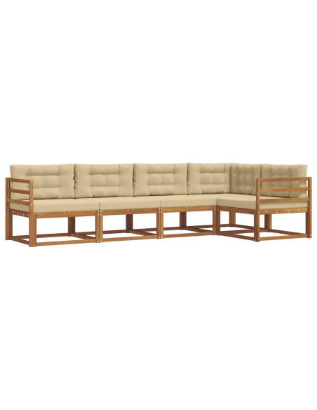 Set di divani da esterno con cuscino 5 pcs Naturale e Beige