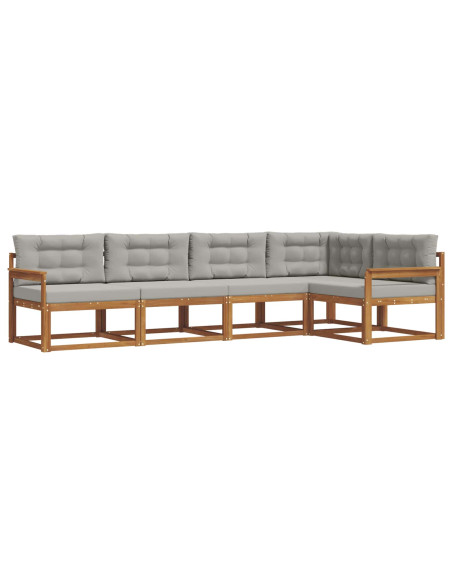 Set di divani da esterno 5 pcs Grigio Naturale e Chiaro