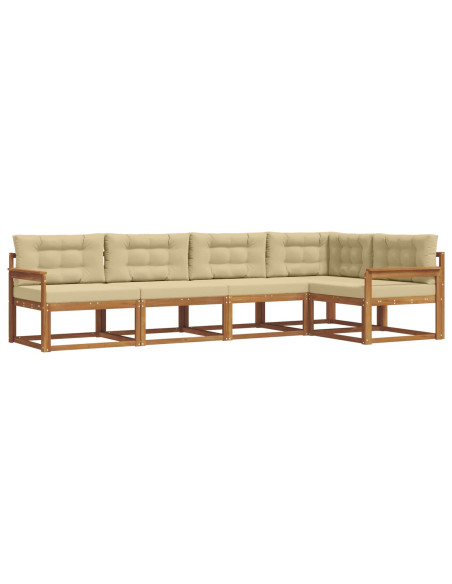 Set di divani da esterno con cuscino 5 pcs Naturale e Beige