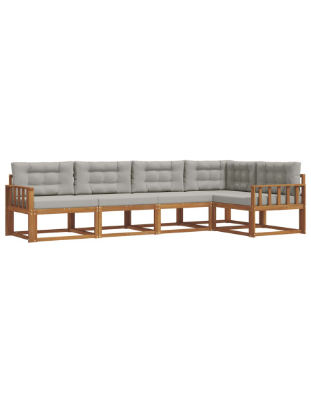 Set di divani da esterno 5 pcs Grigio Naturale e Chiaro
