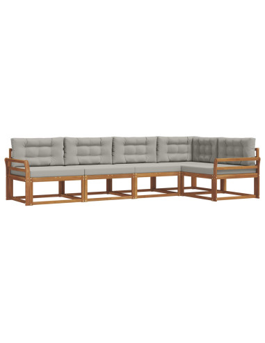 Set di divani da esterno 5 pcs Grigio Naturale e Chiaro