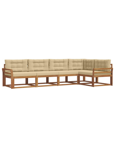 Set di divani da esterno con cuscino 5 pcs Naturale e Beige