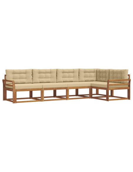 Set di divani da esterno con cuscino 5 pcs Naturale e Beige