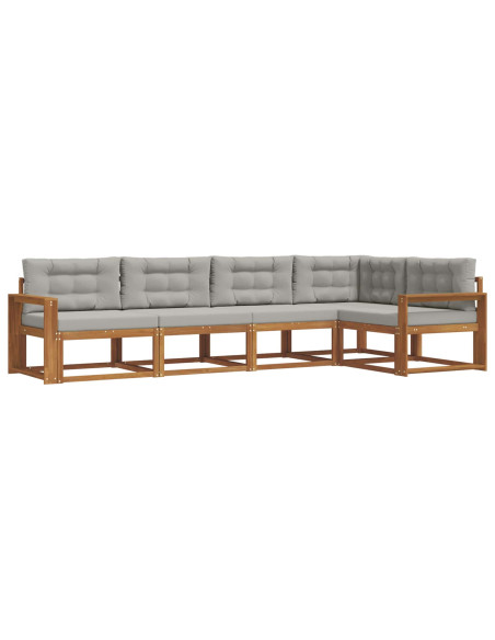 Set di divani da esterno 5 pcs Grigio Naturale e Chiaro