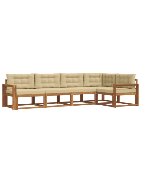 Set di divani da esterno con cuscino 5 pcs Naturale e Beige