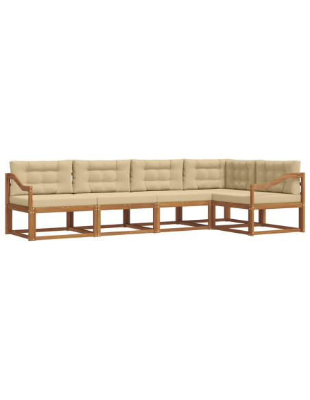 Set di divani da esterno con cuscino 5 pcs Naturale e Beige