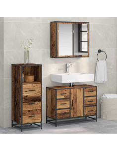 Set di mobili per il bagno 3 pcs Legno vecchio 80 x 33 x 60 cm 2